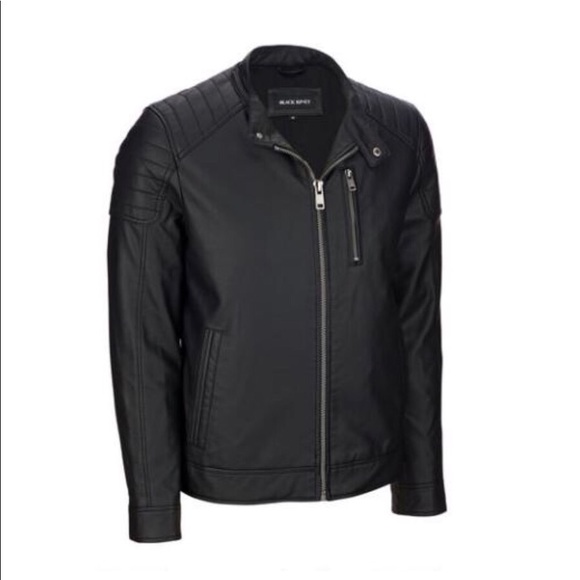 Wilsons Leather Other - B&T Black Rivet black faux leather cycle jkt, XXL